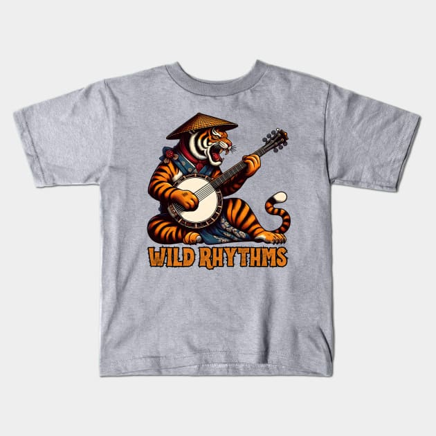 Banjo tiger Kids T-Shirt by Japanese Fever